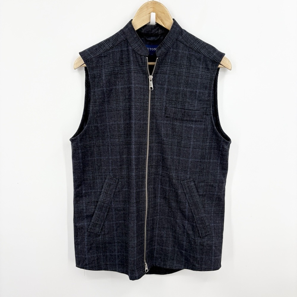 Eton Wool Cashmere Twill Vest Men Small Performance Full Zip Classic Office Golf